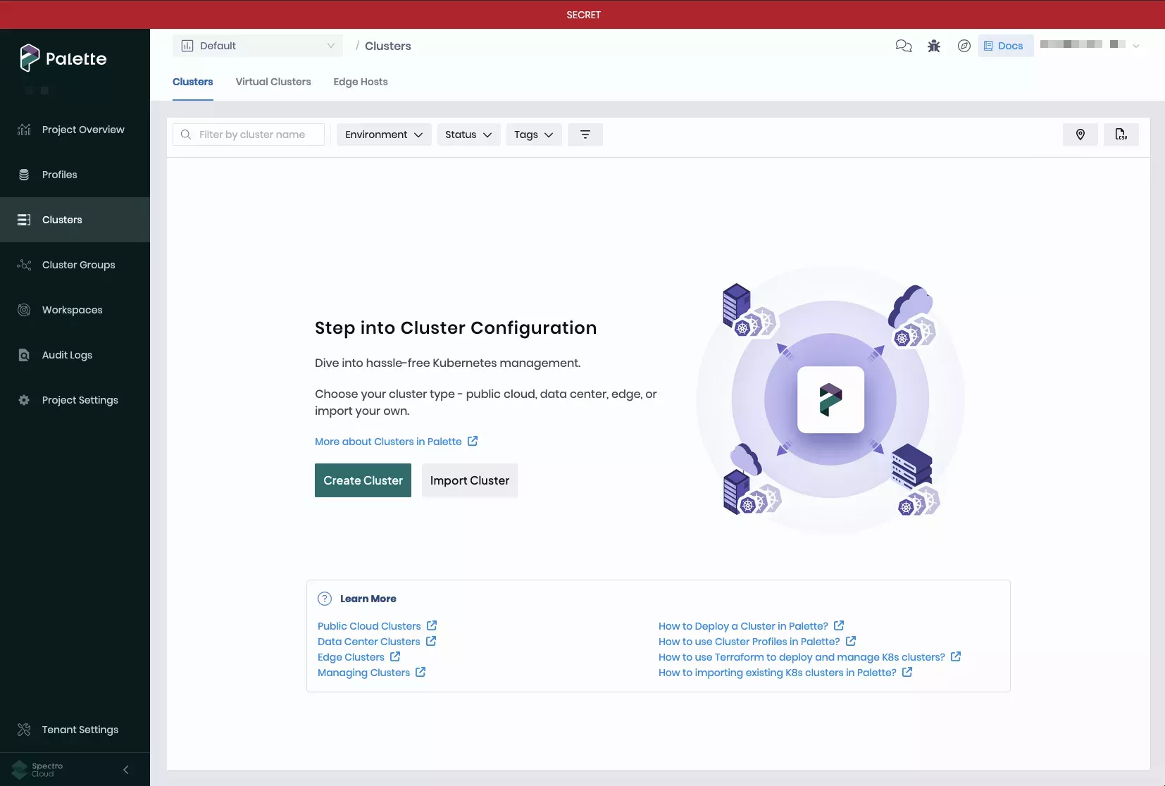 An example of a classification banner for a Secret environment